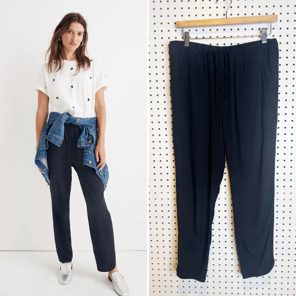 Madewell | 100% Viscose Track Trousers in True Black Sz. S - Picture 1 of 7